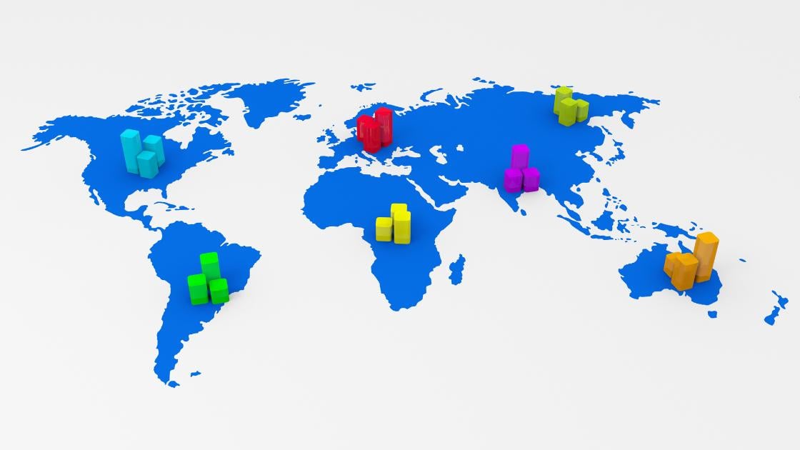 Globale Karte, die den Gesamtnutzen der VoIP-Terminierung auf Großkundenebene zeigt