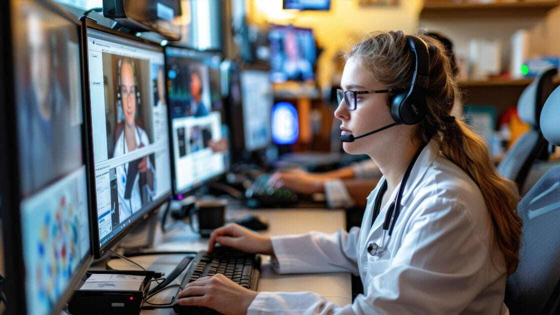 Virtual call use case - medical professionals carrying out telehealth consultations 