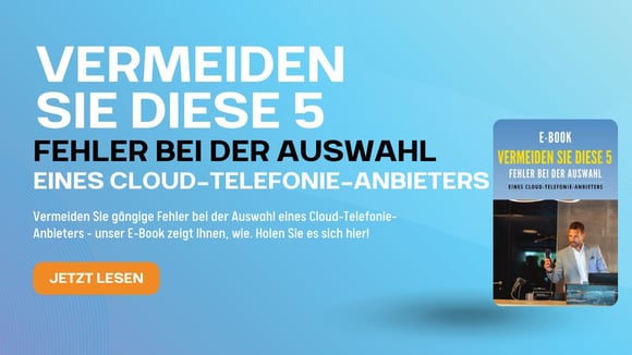 Infografik mit E-Book-Anzeige zur Auswahl eines Cloud-Telefonie-Anbieters